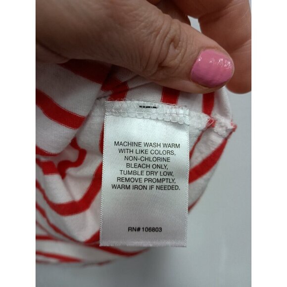 Duluth Trading Co Womens T-Shirt Size 2XL Red White Striped V-Neck Short Sleeve - Picture 4 of 6